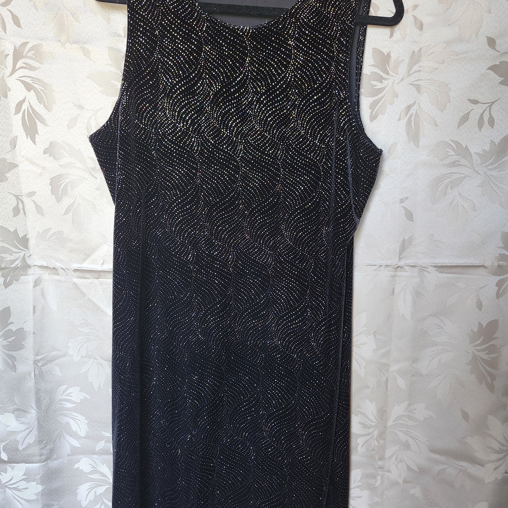connected apparel Black Sparkle Sleeveless Midi Dress